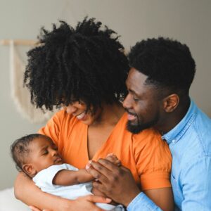 new baby with family