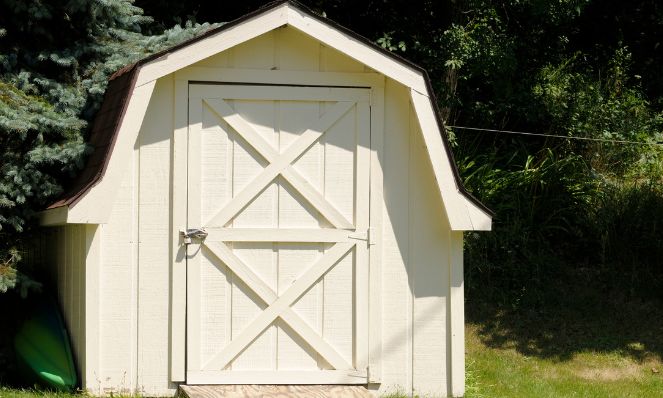 Beige utility shed